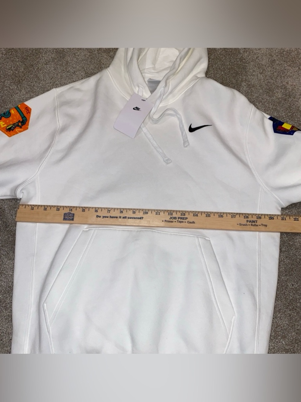 Nike White Sportswear Club Hoodie Graphic Back & Sleeves Space Team NWT Men's S - Picture 7 of 10